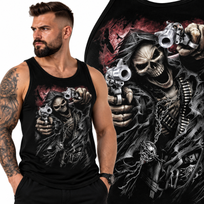 TANK TOP  HORROR GUN SKULL 2